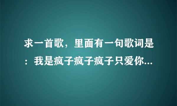 求一首歌，里面有一句歌词是：我是疯子疯子疯子只爱你的疯子。