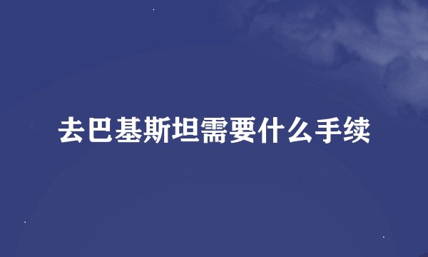去巴基斯坦需要什么手续