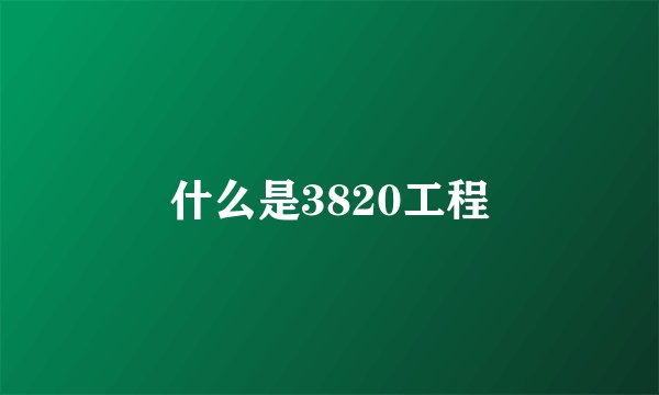 什么是3820工程