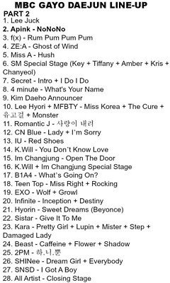 求MBC2013歌谣大战下部节目单