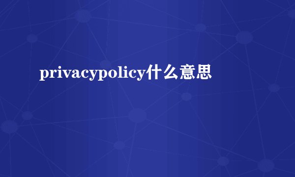 privacypolicy什么意思