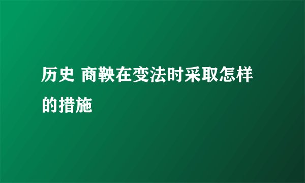 历史 商鞅在变法时采取怎样的措施