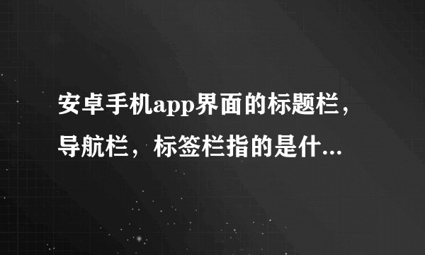安卓手机app界面的标题栏，导航栏，标签栏指的是什么?_?