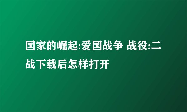 国家的崛起:爱国战争 战役:二战下载后怎样打开