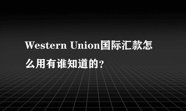Western Union国际汇款怎么用有谁知道的？