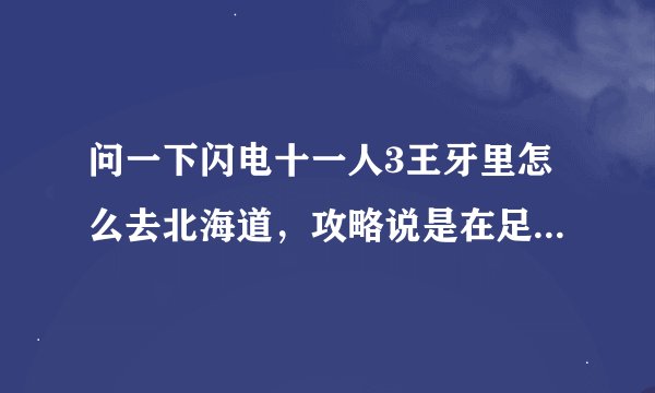 问一下闪电十一人3王牙里怎么去北海道，攻略说是在足球协会门口打败御影专农，但我转了半天都找不到他们