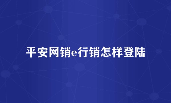 平安网销e行销怎样登陆