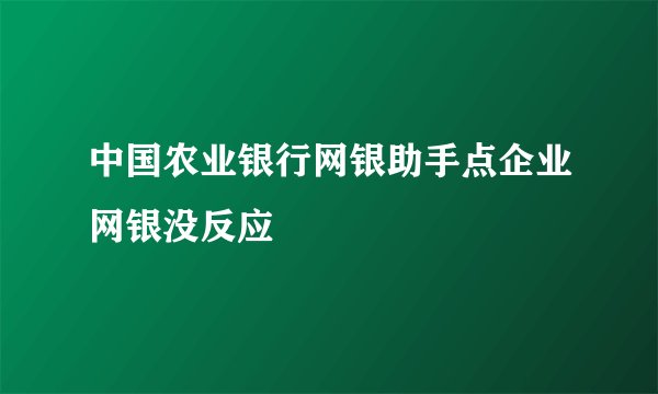 中国农业银行网银助手点企业网银没反应