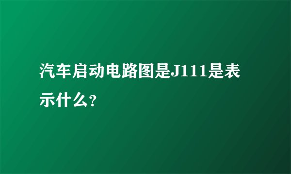 汽车启动电路图是J111是表示什么？