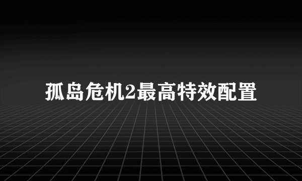 孤岛危机2最高特效配置