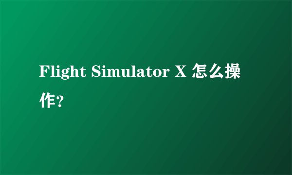 Flight Simulator X 怎么操作？