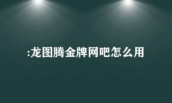 :龙图腾金牌网吧怎么用