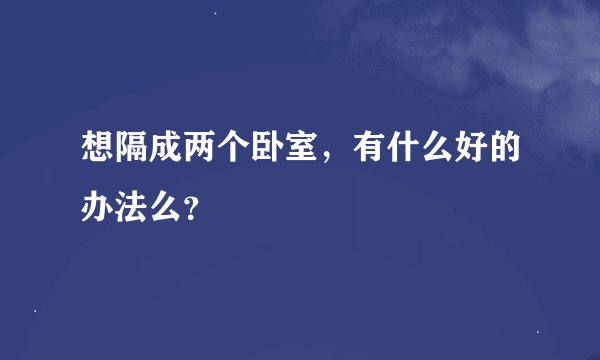 想隔成两个卧室，有什么好的办法么？