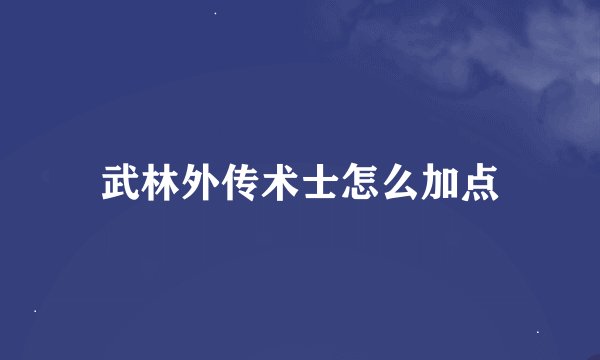 武林外传术士怎么加点