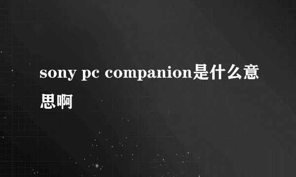 sony pc companion是什么意思啊