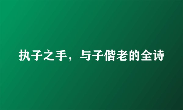 执子之手，与子偕老的全诗