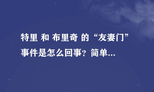 特里 和 布里奇 的“友妻门”事件是怎么回事？简单说一下经过 别给我别的连接 谢谢