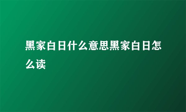 黑家白日什么意思黑家白日怎么读