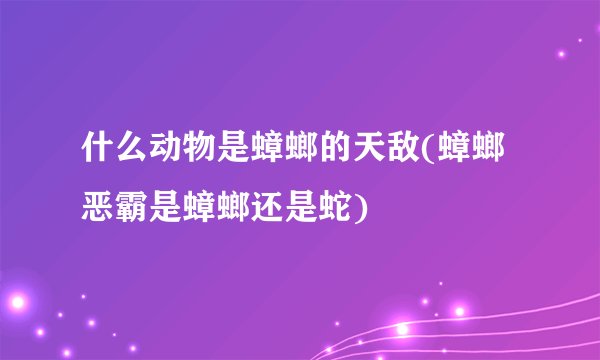 什么动物是蟑螂的天敌(蟑螂恶霸是蟑螂还是蛇)