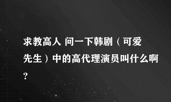 求教高人 问一下韩剧（可爱先生）中的高代理演员叫什么啊？