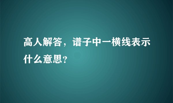 高人解答，谱子中一横线表示什么意思？