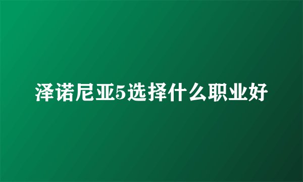泽诺尼亚5选择什么职业好