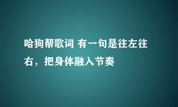哈狗帮歌词 有一句是往左往右，把身体融入节奏
