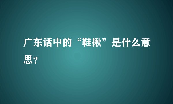 广东话中的“鞋揪”是什么意思？