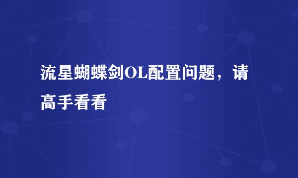 流星蝴蝶剑OL配置问题，请高手看看