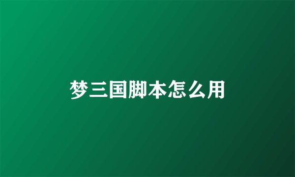 梦三国脚本怎么用