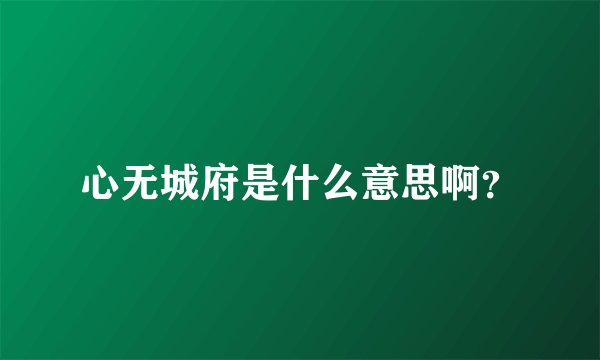 心无城府是什么意思啊？