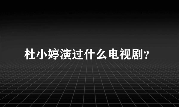 杜小婷演过什么电视剧？