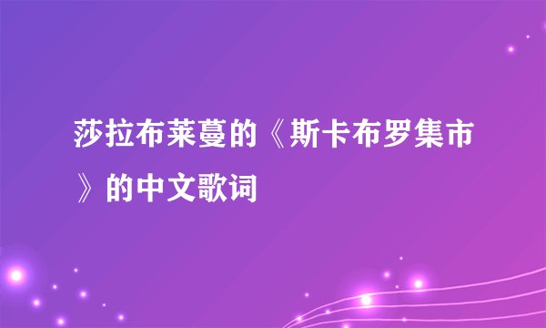 莎拉布莱蔓的《斯卡布罗集市》的中文歌词