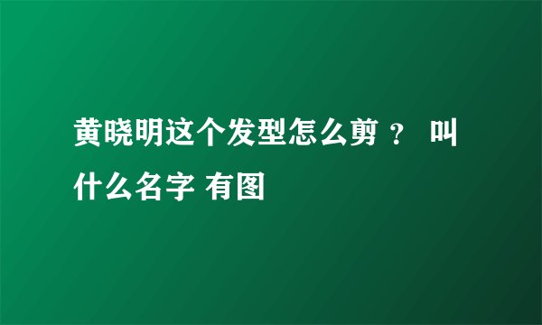 黄晓明这个发型怎么剪 ？ 叫什么名字 有图