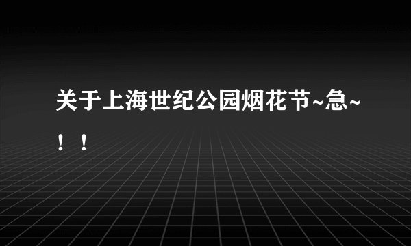 关于上海世纪公园烟花节~急~！！