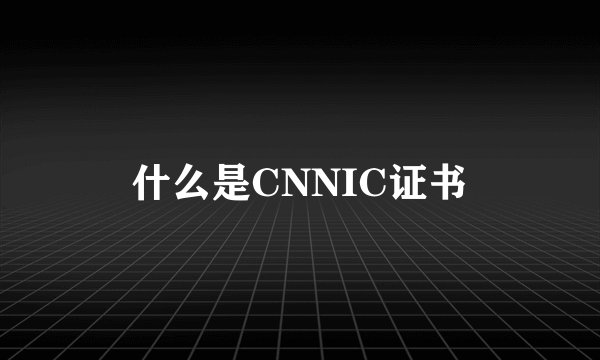 什么是CNNIC证书