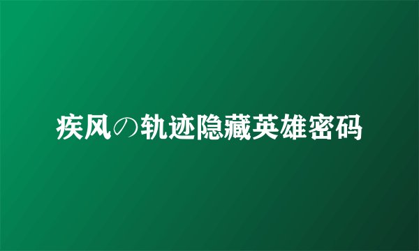 疾风の轨迹隐藏英雄密码