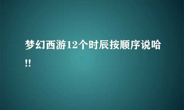 梦幻西游12个时辰按顺序说哈!!