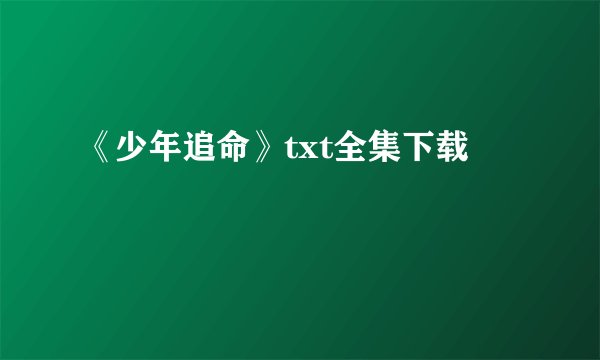 《少年追命》txt全集下载