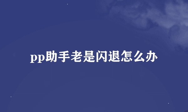 pp助手老是闪退怎么办