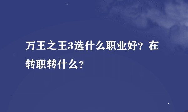 万王之王3选什么职业好？在转职转什么？