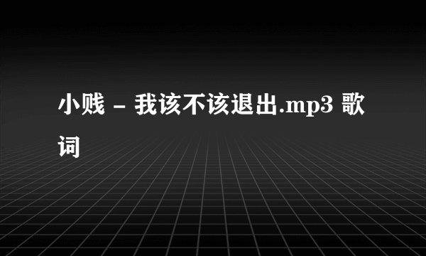 小贱 - 我该不该退出.mp3 歌词