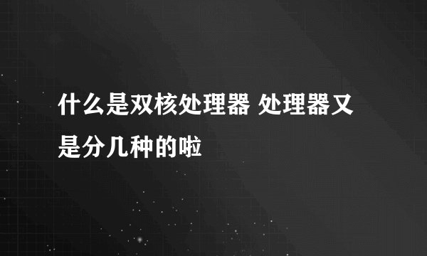 什么是双核处理器 处理器又是分几种的啦