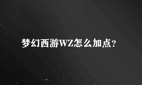 梦幻西游WZ怎么加点？