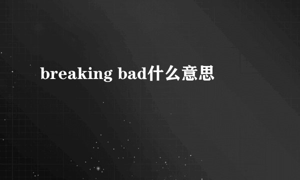 breaking bad什么意思