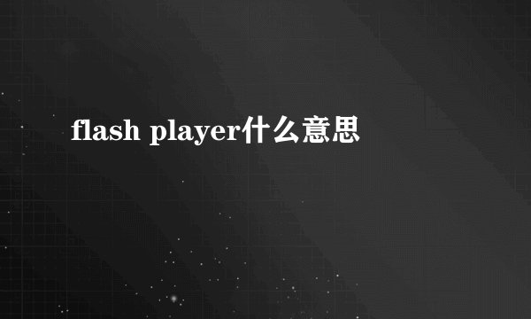 flash player什么意思