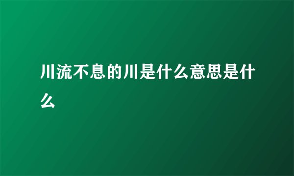 川流不息的川是什么意思是什么