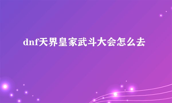 dnf天界皇家武斗大会怎么去