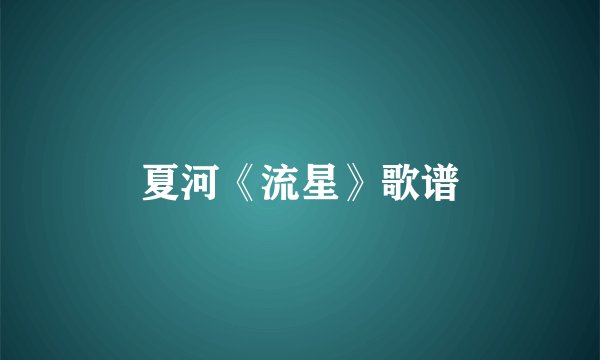 夏河《流星》歌谱