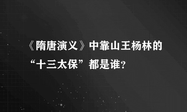 《隋唐演义》中靠山王杨林的“十三太保”都是谁？
